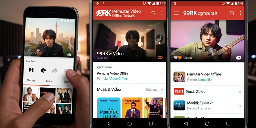 Antarmuka aplikasi 99RK dengan fungsi Pemutar Video Offline.