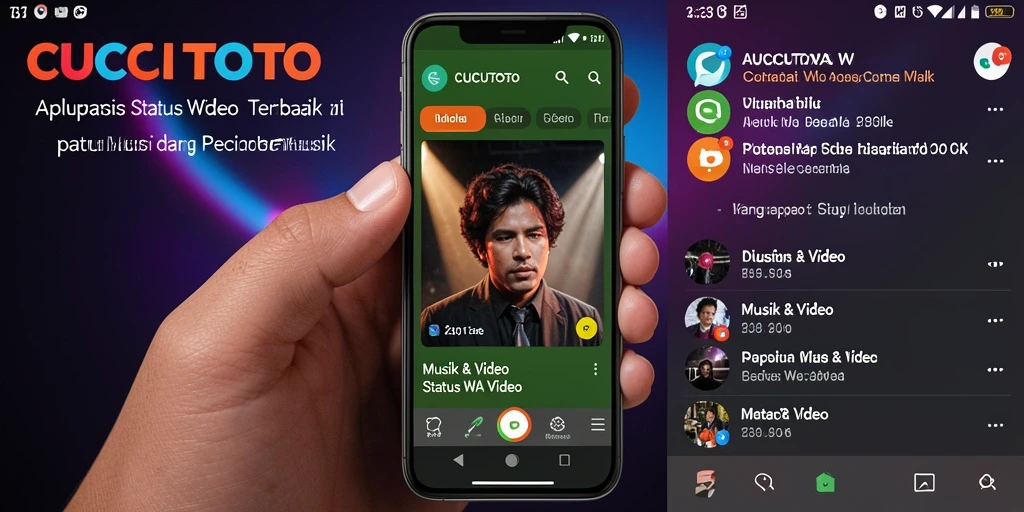 Tampilan antarmuka CUCUTOTO aplikasi Status WA Video yang sederhana dan menarik.