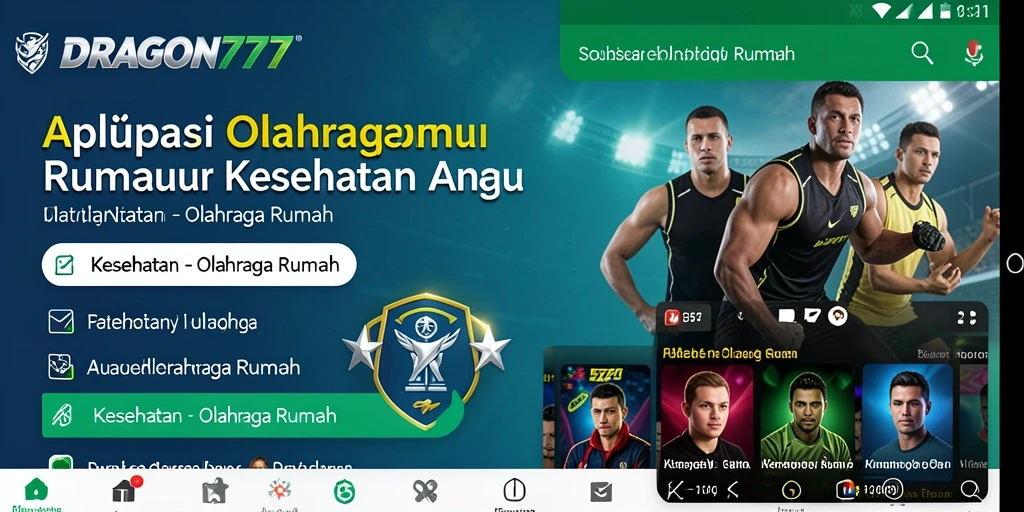 Antarmuka aplikasi DRAGON777 untuk Olahraga Rumah yang modern dan intuitif.