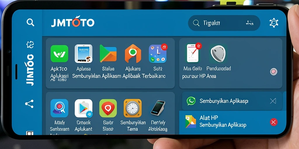 Tampilan antarmuka JMTOTO yang sederhana dan fungsional untuk menyembunyikan aplikasi.