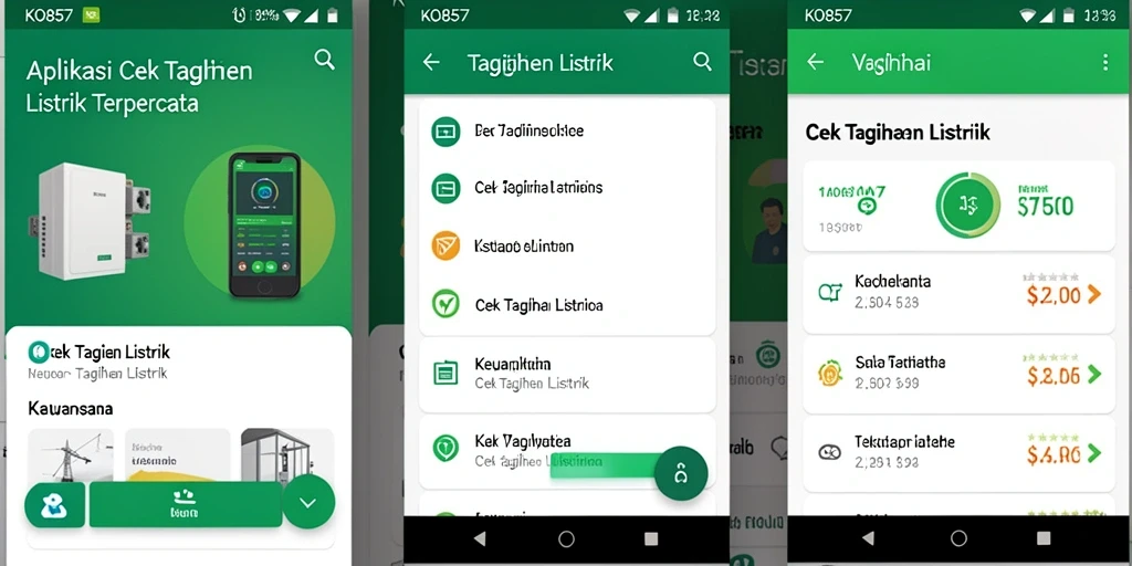 Tampilan antarmuka KO857 saat melakukan cek tagihan listrik.