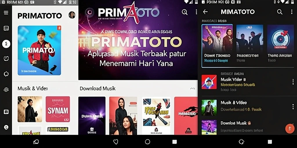 Tampilan antarmuka aplikasi PRIMATOTO untuk Download Musik yang menarik.