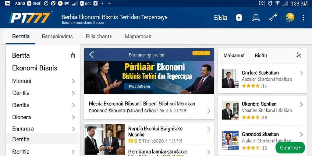 Antarmuka PT777 yang sederhana dan informatif tentang ekonomi.